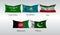 Set Flags of Countries in Asia. Waving flag of Saudi Arabia, Kazakhstan, Iran, Afganistan, Pakistan. Vector illustration