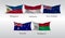 Set Flags of Countries of the Pacific and Indian Ocean. Waving flag of Philippines, Indonesia, New Zeland, Australia, Madagascar.