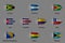Set of flags in the form of a glossy textured label or bookmark. Jamaica Honduras Canada Cuba Costa Rica Colombia Chile Bosnia