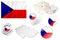 Set of flags, maps etc. of Czech Republic - on white