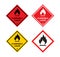 Set of flammable liquid sign on white background. Danger sign. Label, Sticker, Symbol. Vector illustration