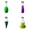 Set of flask and bottle icon. Label of fantasy potion and elixir
