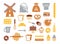 Set of flat bakery icons . Vector illustration