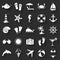 Set of flat beach icons. Vector set.