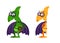 Set of flat cartoon characters/ Funny pterodactyl for children