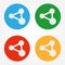 Set of flat colored simple web icons share sign, social media, social network, send, sharing , vector illustration