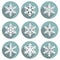 Set of flat colored simple winter snowflakes.