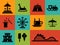 Set of flat design amusement park icons