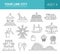 Set of flat design amusement park line icons