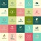 Set of flat design beauty and nature icons