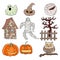 Set of flat design Halloween icons.