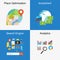 Set of flat design illustration concepts for place optimization, search engine, investment, analytics.