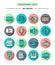 Set of flat design, long shadow, thin line multimedia icons