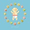 Set of flat design pastel cute baby icons