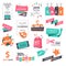 Set of flat design style badges and coupons for shopping