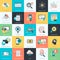 Set of flat design style icons for SEO, social network, e-commerce