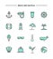 Set of flat design, thin line beach and nautical icons