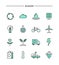 Set of flat design, thin line ecology icons