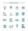 Set of flat design, thin line power and energy icons