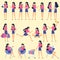 Set flat design woman character animation poses