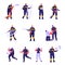 Set of Flat Firefighters, Policemen and Victims Characters. Cartoon Police Officers and Firemen at Work. Criminal Steal