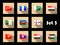 Set of flat flag icons of Eastern countries