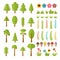 Set of flat forest elements. Include mushrooms, grass, berries,