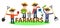 Set of flat funny farmers and gardeners with tools and vegetables. Vector characters set. Agriculture concept