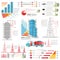 Set of flat gas and gas rig infographics gas production delivery and gas storing