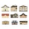 Set of flat houses,cottages for infographics