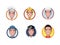 Set flat icons avatars of different professions. Fireman, Doctor, Policeman, Cook, Mechanic. Vector illustration