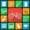 Set of flat icons of bicycle accessories.