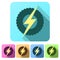 Set Flat icons of round wheel with lightning. Eco