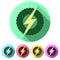 Set Flat icons of round wheel with lightning. Eco