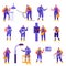 Set of Flat Industry and Smart Home Maintenance Service Workers Characters. Cartoon People Engineer Control Pipe