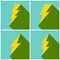 Set of flat lightning symbols set