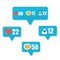 Set of flat like, follower, comment icons