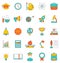 Set Flat Line Colorful Icons of School Equipment