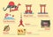 Set of flat line icon and infographic element for Japan travel..