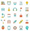 Set Flat Line Icons of School Equipment and Tools