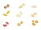 Set of flat logo elements for healthy food, raw food, vegetarian. Grain and Cereals. Beans, corn, oatmeal, rice, soybean, p