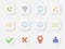 Set of flat minimalistic neumorphism buttons and indicators, profile signs