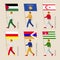 Set of flat people with flags of a disputed territories