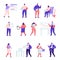 Set of flat people office workers characters. Bundle cartoon people in various poses, graphs, data analysis