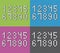 Set of flat pixel numbers on four different color backgrounds