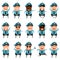 Set of flat police men icons