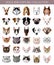 Set of flat popular Breeds of Cats and Dogs icons