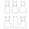 Set of flat sketch fashion template - woman dresses