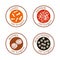 Set of flat spices stamp labels. 100 organic. collection