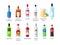 Set of flat style elite alcohot bottle icons design